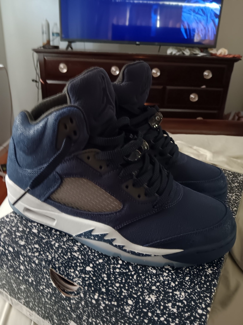 Air Jordan 5 Retro Sneakers Blue & White US 9 Like New